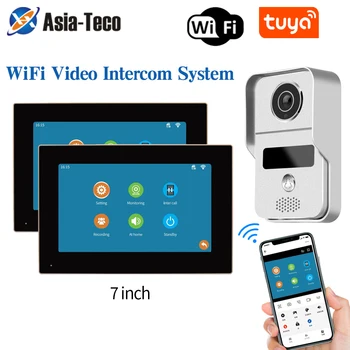 1080P 7-дюймовый WiFi Видеодомофон TUYA Smart Home APP Беспроводной Видеодомофон RFID Система контроля доступа для виллы Квартиры