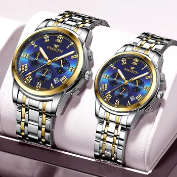 Кварцевые часы FNGEEN Classic Couple, автоматические креативные водонепроницаемые светящиеся ручные часы, деловые спортивные наручные часы для мужчин и женщин