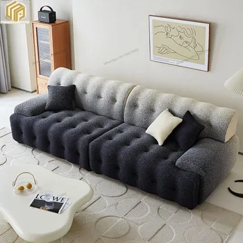 Большой угловой диван итальянской минималистичной формы, дизайнерская кожаная комбинация для гостиной