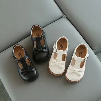 Дизайнерская обувь для девочек, модельные туфли Princess Laciness, детские классические туфли с бантом на сцене, маленькие кожаные туфли