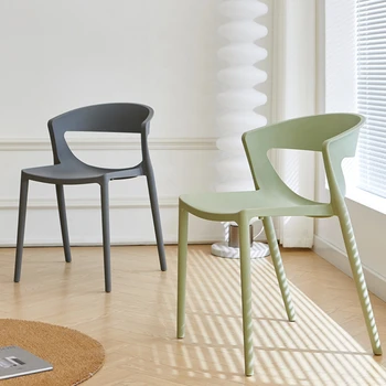 Скандинавские Современные обеденные стулья, креативный пластиковый ресторанный стул с дугообразной спинкой, кухонный стул, универсальная мебель для дома
