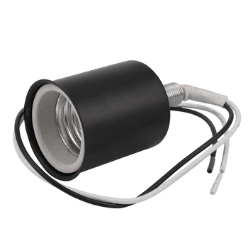 Керамическое винтовое основание 5X E27, круглая светодиодная лампа, адаптер для розетки, металлический держатель лампы с проводом, черный