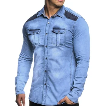 Новая повседневная мужская модная мужская рубашка с длинным рукавом из высококачественного хлопка, повседневная джинсовая рубашка с длинным рукавом для стирки