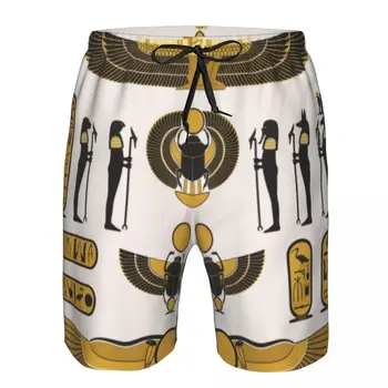 Мужские купальники с коротким рукавом и древнеегипетскими символами, пляжные шорты для плавания, шорты для серфинга