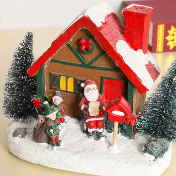 Прочное высококачественное Рождественское украшение Сцена из смолы Маленький дом Рождественский свет Navidad Natal Новогоднее украшение 1шт