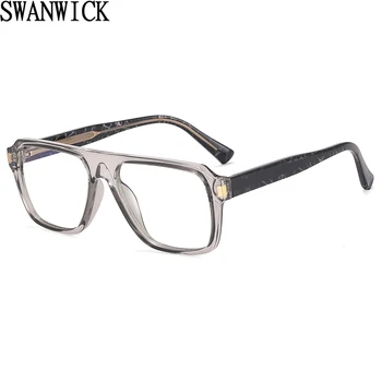 Swanwick ацетатные модные очки anti blue light men TR90 мужские квадратные оправы для очков оптические горячие продажи черные коричневые прозрачные линзы