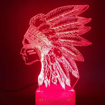 Nighdn 3D Ночник Древних Индейцев LED Оптическая Иллюзия Ночник Прикроватный Столик Декор Спальни Меняющий Цвет Ночник