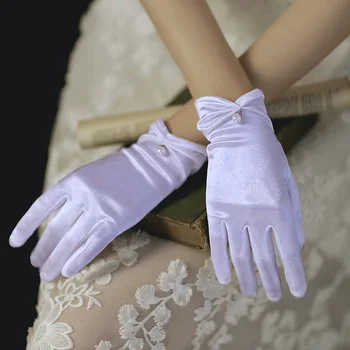 Свадебные Атласные Женские Короткие Перчатки Для Чаепития На Запястье, Банкетные Перчатки Для Летних Танцев