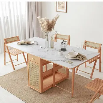 Сочетание Складного обеденного стола и стула из массива скандинавского дерева Современный Прямоугольный обеденный стол Мебель для обеденного стола