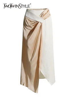TWOTWINSTYLE Летние Юбки с асимметричным подолом Для женщин с высокой талией, юбка для темперамента хитового цвета, женская модная одежда 2023 года.