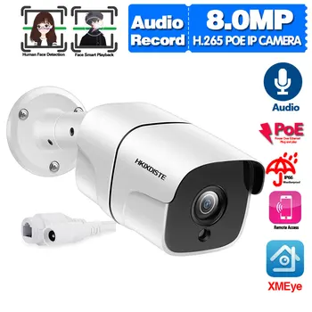 IP-Камера Ultra HD 4k POE Outdoor Street Face Detection CCTV Сетевая Камера Безопасности Bullet 8MP XMEYE Камера Видеонаблюдения P2P