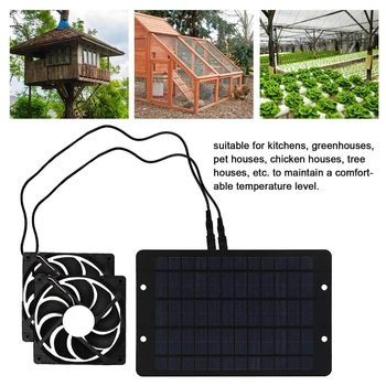 Солнечный вытяжной вентилятор 12V 6-дюймовый Мини-вентилятор с питанием от солнечной панели, Вытяжка воздуха для собачьего курятника, Вентилятор для теплицы на колесах