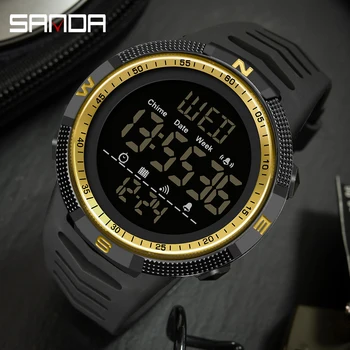 Лучший бренд SANDA Модные Спортивные мужские часы Многофункциональные светодиодные водонепроницаемые цифровые часы Мужские Повседневные часы на открытом воздухе Наручные часы 6013