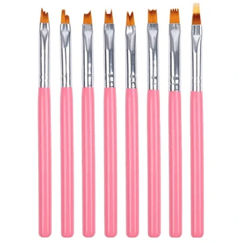 8шт Набор цветных ручек для рисования Розовая Ручка-лепесток, Кисточка для ногтей, Короткая Кисточка для ногтей