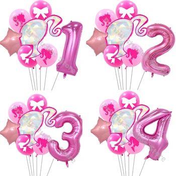 Barbies Pink Princess 32-дюймовый Набор воздушных шариков с цифрами для девочек Star Air Globos Украшения для вечеринки по случаю Дня рождения Подарки для Душа ребенка Игрушки