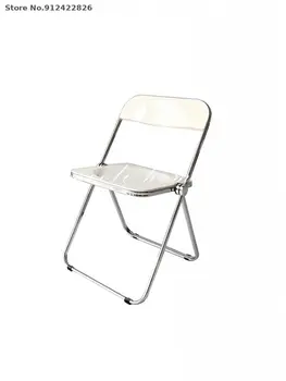 Скандинавский современный прозрачный складной стул, обеденный стул из ротанга, акриловый стул для фотостудии