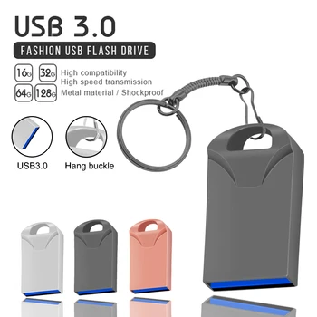 Металлический мини-usb флэш-накопитель 16 ГБ 32 ГБ Флешка USB3.0 флэш-накопитель 128 ГБ 64 ГБ Крошечная карта памяти U Диск флэш-накопитель с брелоком для ключей