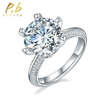 PuBang Fine Jewelry 100% Стерлингового Серебра 925 Пробы, Сверкающее Кольцо с Бриллиантом 11 мм GRA Moissanite для Женщин, Подарок на Годовщину, Бесплатная Доставка