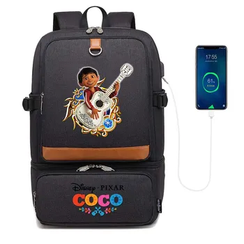 Рюкзаки с рисунком Диснея Coco, рюкзак для ноутбука, Изолированный отсек, USB, Водонепроницаемая сумка-холодильник, Школьная сумка для пикника, сумка для ланча