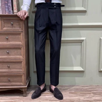 Мужские костюмные брюки, высококачественные мужские однотонные облегающие брюки, облегающие офисные деловые весенне-осенние мужские брюки T92