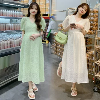 T50669 # Платье для беременных, Корейское платье больших размеров, женское стильное Летнее платье в милом стиле, новое поступление одежды для беременных женщин