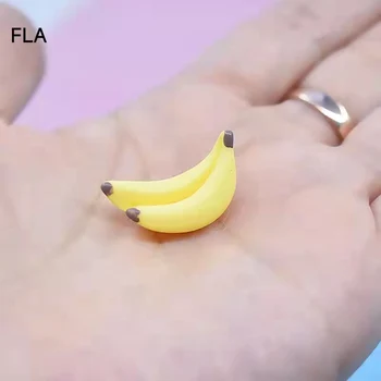 100шт 3D мини имитация смолы Банановые подвески DIY Детские миниатюрные модели фруктов для рукоделия Кухонные игрушки для кукольного домика