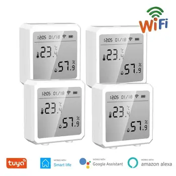 1-4 ШТ. Датчик температуры и влажности Tuya WiFi, Умный дом, гигрометр, термометр, детектор для Alexa Google Home