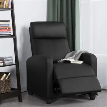 Alden Design Из искусственной кожи, откидное театральное кресло с подставкой для ног, черная мебель для гостиной