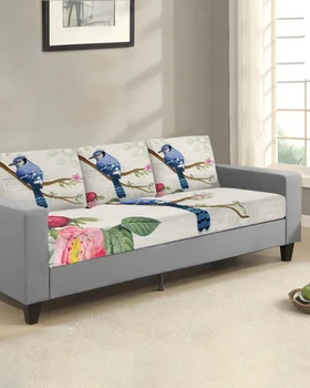 Старинные Цветы Птицы Чехол для подушки сиденья дивана Защита мебели Растягивающийся Моющийся Съемный Чехол для дивана Эластичные Чехлы для диванов
