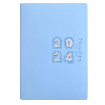 Ежемесячный планировщик на 2024 год в кожаной обложке на 12 месяцев Календарь формата А5 Записная книжка-дневник в проволочном переплете Ежемесячные вкладки Книга-повестка дня