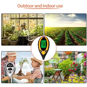 Цифровой измеритель PH почвы 4 В 1, монитор влажности, температуры, солнечного света, тестер для выращивания садовых растений С Blacklight