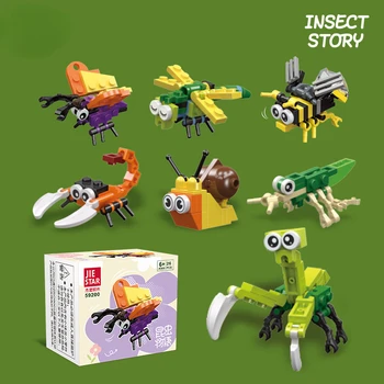 Креативный эксперт Модель насекомого животного Строительный блок Модель кирпичей Богомола Обучающие сборочные игрушки Подарок на день рождения для детей