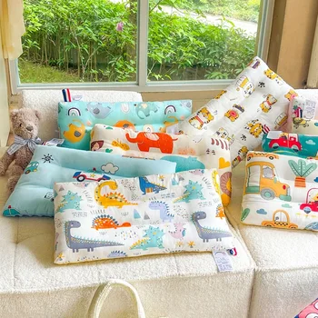 Хлопчатобумажная мультяшная детская подушка Core Comfort Bean Pillow Съемная Моющаяся подушка для детского сада для взрослых Подушка для кормления
