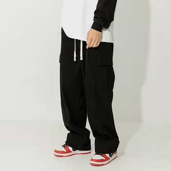 Вельветовые брюки большого размера, мужские модные брюки-карго с карманами в стиле ретро, мужская Японская уличная одежда в стиле хип-хоп, Свободные широкие брюки, мужские брюки