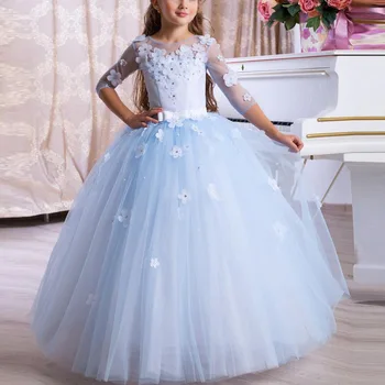 Детское платье для девочки-цветочницы ручной работы на день рождения девочки-цветочницы, прогулочное шоу, длинное платье принцессы Пенпенг
