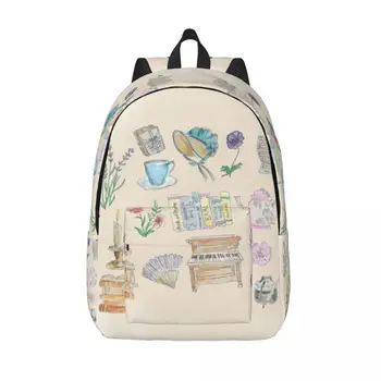 Иллюстрации Джейн Остин Дорожный холщовый рюкзак Женский Мужской Школьный Компьютерный рюкзак для книг Сумки для студентов колледжа