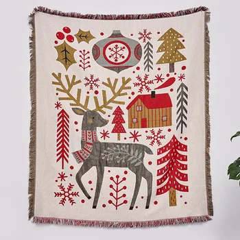 Скандинавское Рождественское одеяло для дивана, влагостойкий чехол, коврик для кемпинга, Жаккардовый гобелен, Многофункциональное одеяло для пикника, Ткань для домашнего декора.
