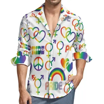 Рубашка для гей-парада, весенние повседневные рубашки ЛГБТ-любви, мужские трендовые блузки с длинным рукавом, дизайн уличной одежды, топ большого размера