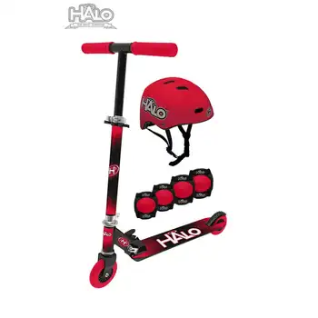 Комбинированный скутер из 6 предметов - Красный - В том числе 1 Рядный скутер премиум-класса, 1 мультиспортивный шлем с регулируемым размером, 2 налокотника, 2 наколенника