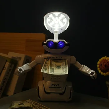 Безопасное освещение Настольная лампа-копилка для монет Детский подарок Креативный электронный пароль Робот-копилка с замком мини-шкафчик