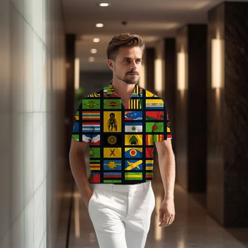 Мужская свободная и удобная рубашка с короткими рукавами Модная популярная рубашка с 3D-принтом, уличный тренд, рубашка с короткими рукавами, Новые топы
