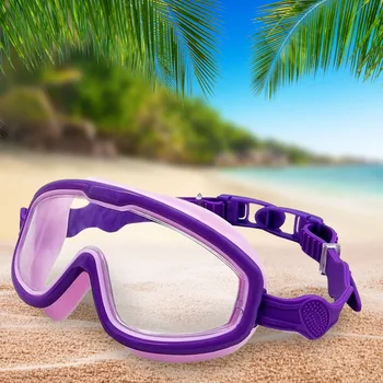 Очки для плавания в большой оправе, водонепроницаемые и для детей, с защитой от запотевания и ультрафиолета, очки для плавания для детей 8-13 лет