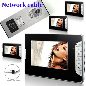 Сетевой кабель для квартиры, визуальный домофон для 2-6 единиц, Видеодомофон, Дверной звонок, Домофон, комплект камеры разблокировки RFID