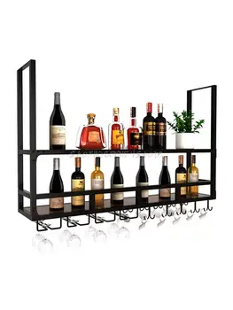 Винный стеллаж для бара, Подвесной стеллаж для ресторана, настенный винный шкаф, перевернутый стеллаж для бокалов для вина, Подвесной бар в индустриальном стиле