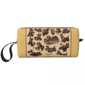 Женская косметичка Scottie Dog, милая косметичка для шотландского терьера большой емкости, косметички для хранения косметики, сумки для туалетных принадлежностей Dopp Kit Case Box