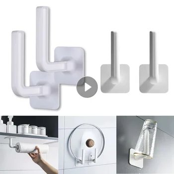 L-образные крючки Из непробиваемого пластика За дверными крючками, Клейкие Многофункциональные подвесные стеллажи для ванной комнаты, крючки для хранения на кухне