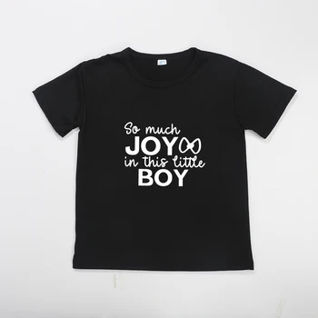 Так много радости в этой черной одежде для маленького мальчика, футболка для малышей от 2 до 12 лет, Модные повседневные детские футболки для игр на открытом воздухе