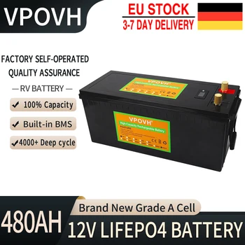 12V 480Ah LiFePO4 Cells Встроенный Литий-Железо-фосфатный аккумулятор BMS Для Замены Большей части резервного источника питания Домашнего хранилища энергии