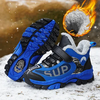 Новые зимние походные ботинки для детей, водонепроницаемые теплые уличные ботинки, детские повседневные ботильоны, нескользящие износостойкие хлопковые кроссовки