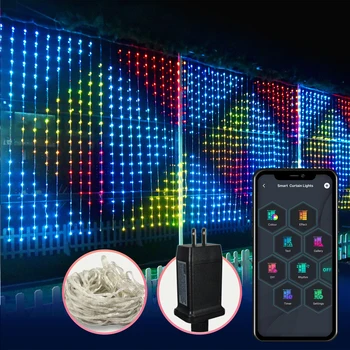 Smart DIY Picture Curtain String Light Bluetooth APP Control Symphony RGB Light Smart Programming LED Light String Garland Decor